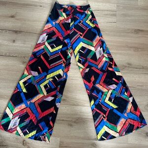 Banjul wide leg flare high waisted geometric pattern pants